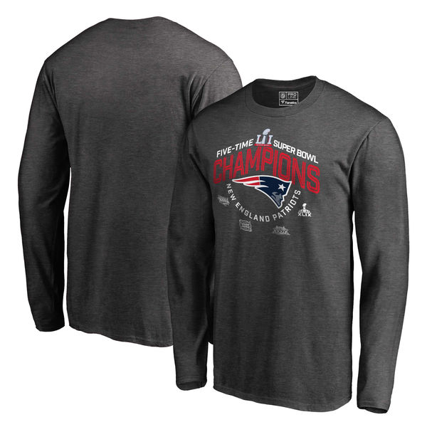 New England Patriots Pro Line by Fanatics Branded 5-Time Super Bowl Champions Long Sleeve T-Shirt - Charcoal
